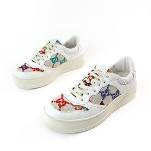GUCCI Embroidered Platform Rainbow GG Sneaker Size 38.5 US 8.5 Lace Up Low Top